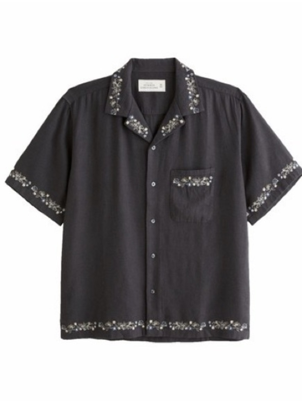 Abercrombie and Fitch Summer Linen Blend Black Button Down Shirt
